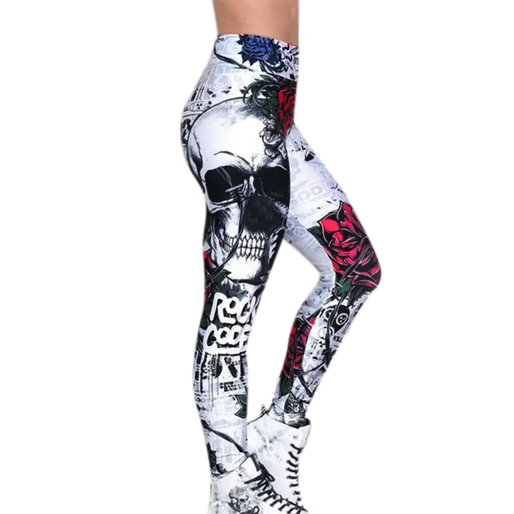 Skull Print High-Waisted Leggings