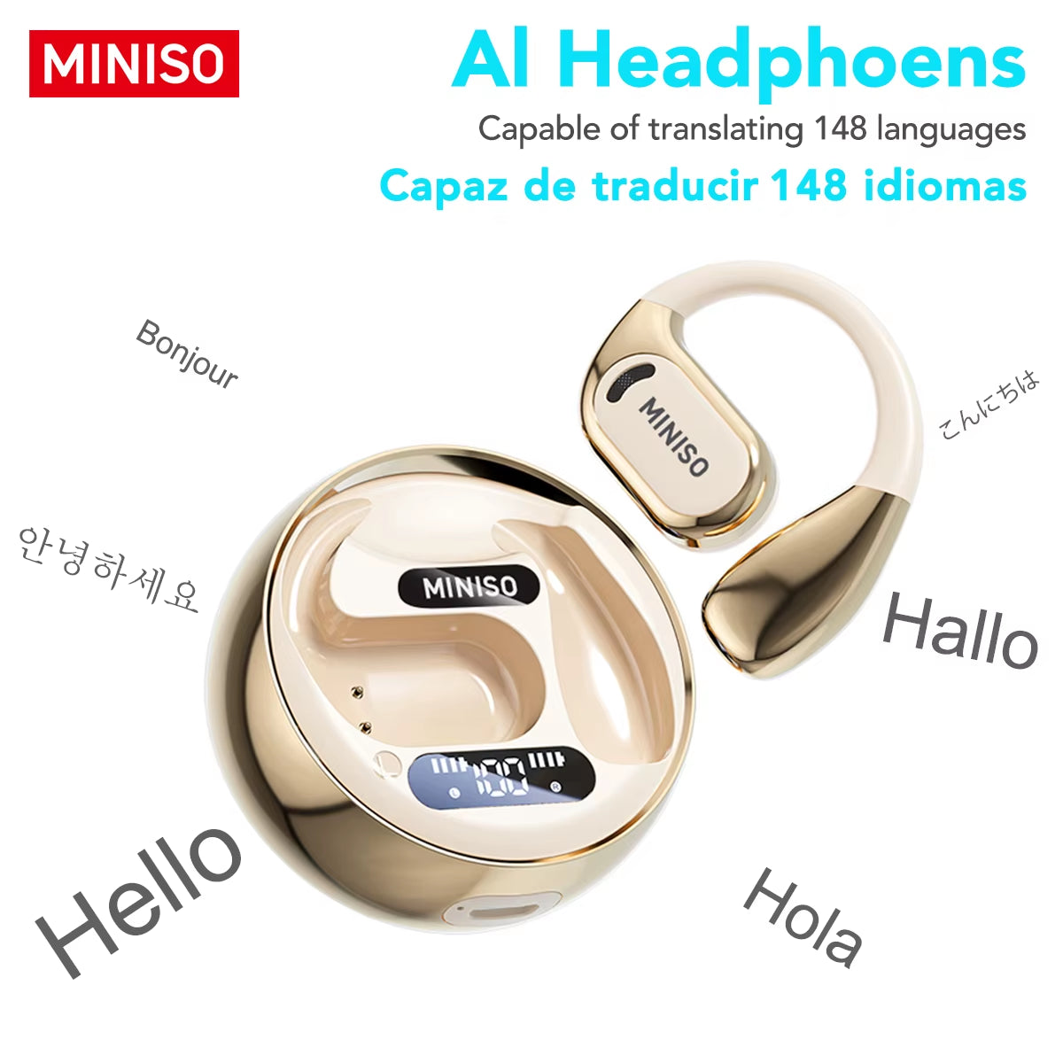 Translator MS169 Bluetooth Translation Earphones Real-Time Translate DIY Equalizer APP Wireless Headphones Long Lifetimeo