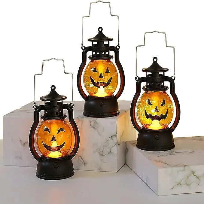 Portable Pumpkin Skull Oil Lamp for Halloween Decor