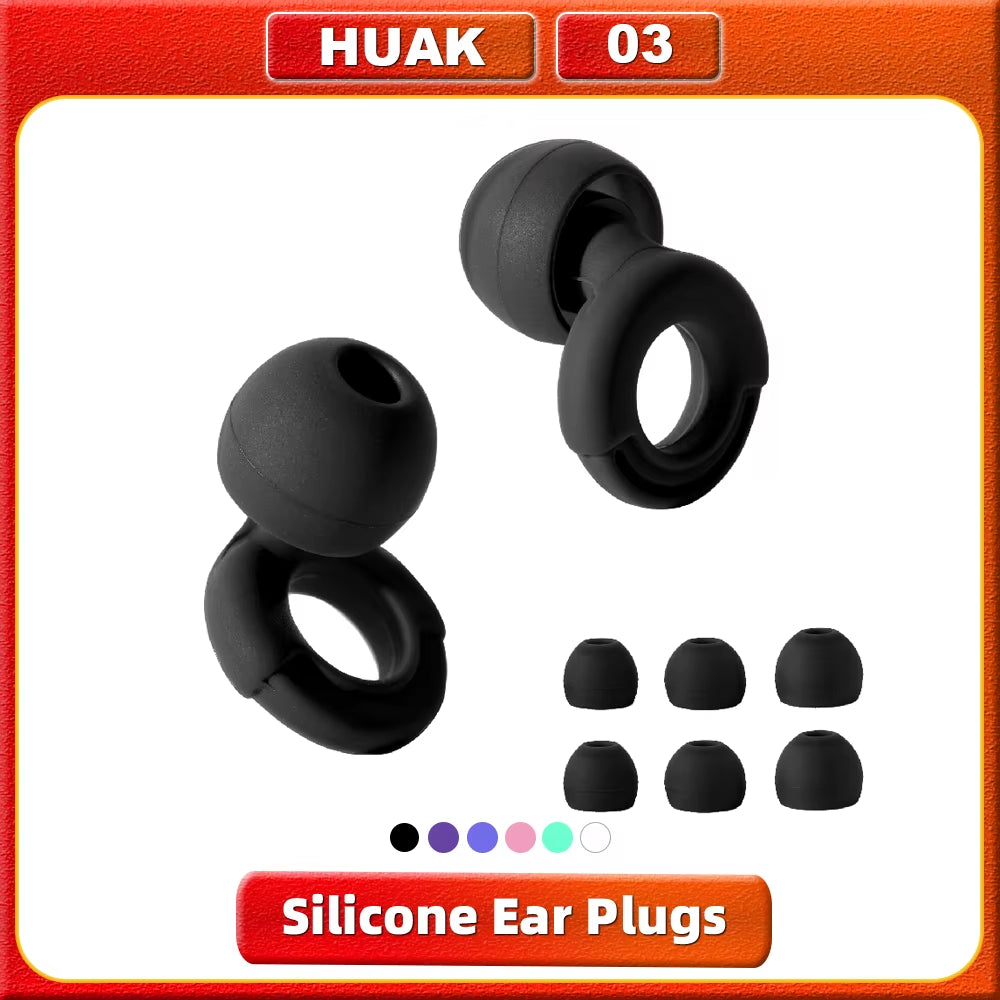 HUAK Silicone Earplugs for Swimming Sleep Noise Cancel Noise Reduction-Soundproof Reduce Disturbances -Quality Loop Earplugs
