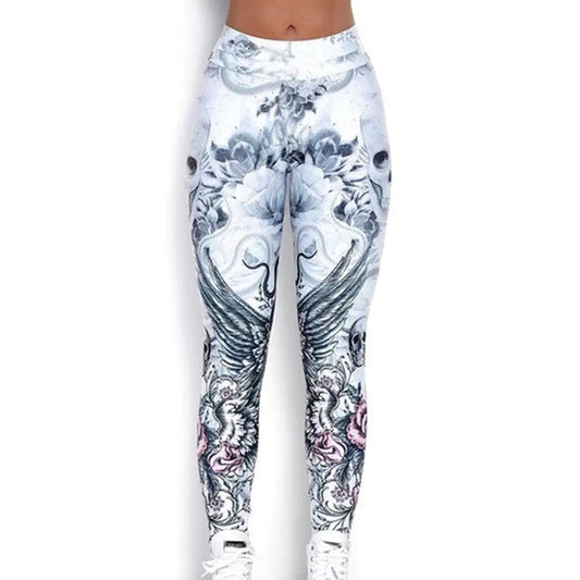 Skull Print High-Waisted Leggings